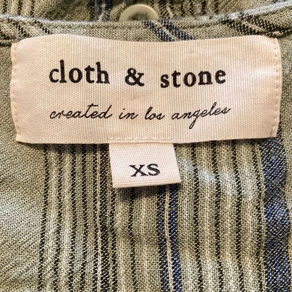 CLOTH & Stone Anthropologie Linen Blend Striped Shirt Dress Button Back Size XS - Picture 6 of 14